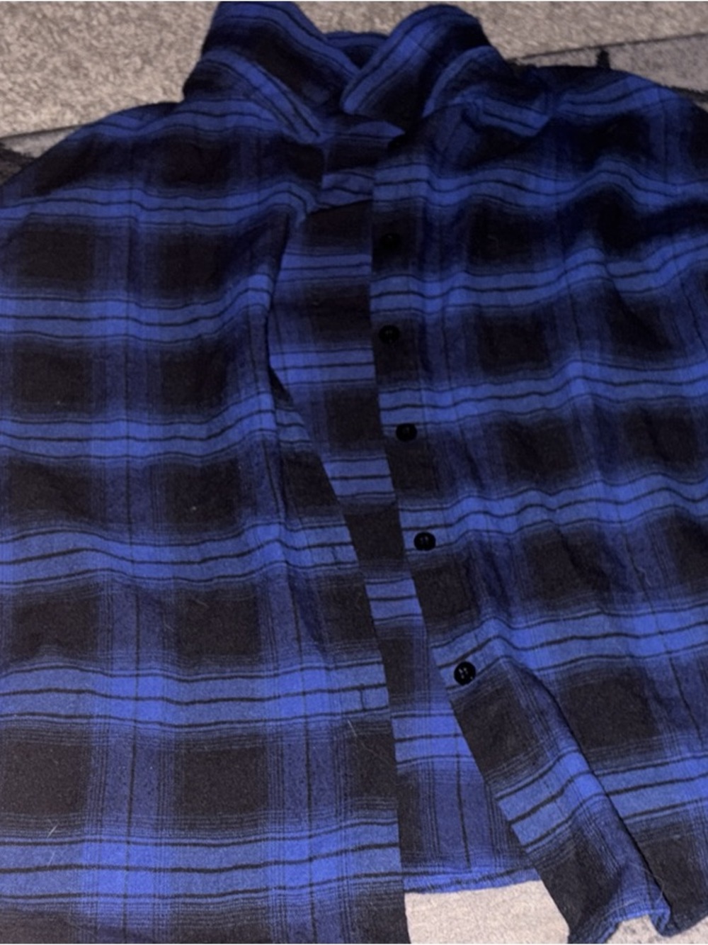 SHEIN Blue and Black Plaid Button-Down Shirt